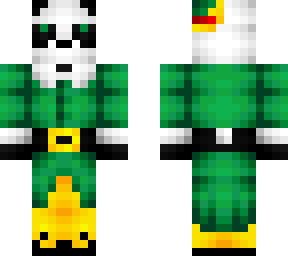 panda in elf suit
