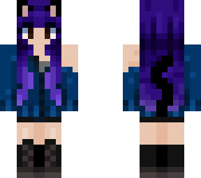 purple hair cat girl