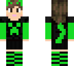 green gamer cat girl