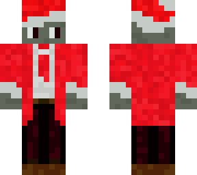 gray in a red suit