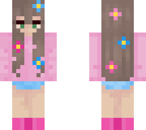 pink blue flower girl