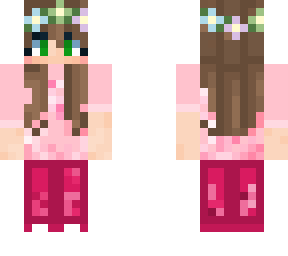 pink shirt girl with flower crown