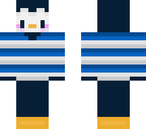 penguin in sweater (blue and white stripes)