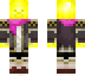 yellow steve wearing a pink scarf and black leather bracers (remake)