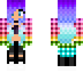 rainbow skin, graidient hair