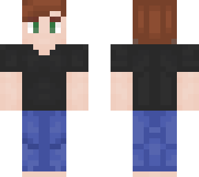 ginger boy barefoot with black shirt and jeans