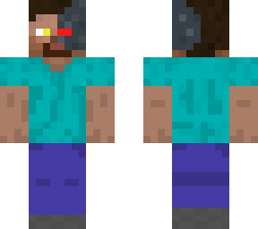 cyborg steve with multicolor eyes
