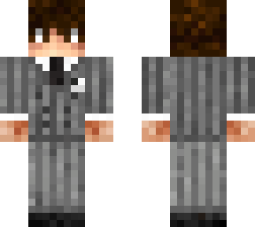 grey striped suit brown hair