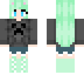 green hair cat girl
