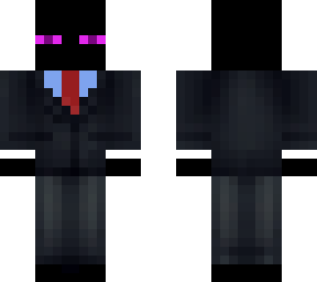 enderman with blue shirt black suit and red tie