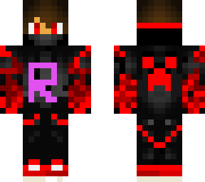its a cool skin in minecraft . this skin te shirt writeing r the main coulur is