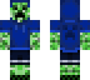 creeper in a blue hoodie and basketball shorts