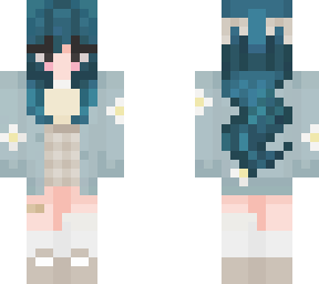 blue haired daisy cardigan girl <3