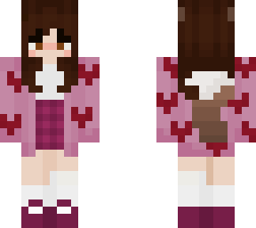 pink heart cardigan brown wolf girl (edit)