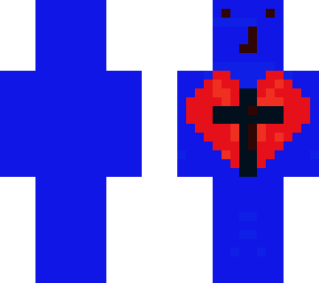 heart with cross on blue background