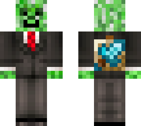 suited creeper with diamond sword on back