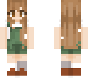 cute green overalls, asymmetrical hair