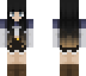 girl with ombre hair black and blonde, blue outfit fixed