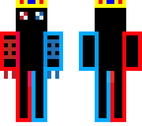 red and blue in one black skin