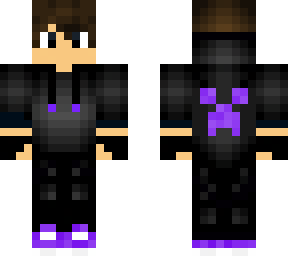 guy with headphones and hoodie with purple creeper head
