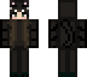 black cat onesie brown hair girl
