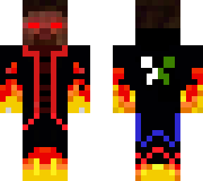 fire herobrine skin with pak and palestine flag.