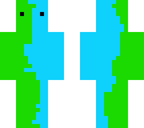 half green half blue with eyes