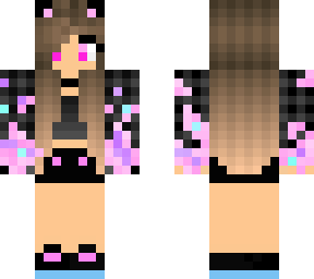 pink blue purple pastel fire cat girl