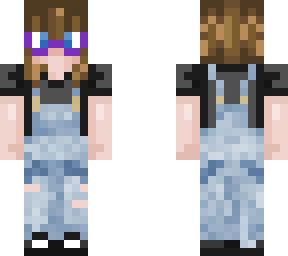 girl short hair overalls glasses