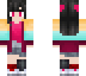 girl with a cyan and gold coat