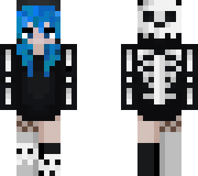 blue hair skeleton hoodie