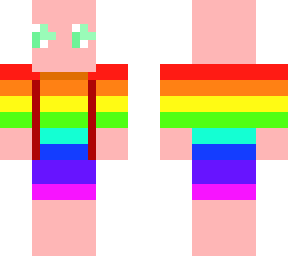 pink blob in rainbow dress