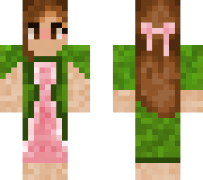 lady with green and pink dress