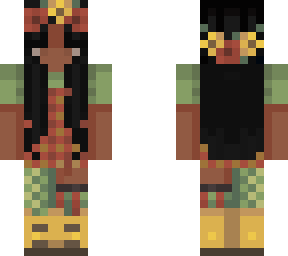 Dark skinned flowery girl | Minecraft Skin