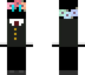 black blob in suit with flowers