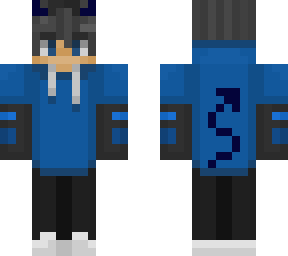 blue demon boy with blue hoodie