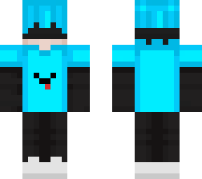 this is a black and cyan skin and black bandage on eyes  and a water on hoodie