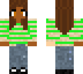 girl whit seather whit green stipes
