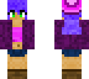 purple hair with pink beanie