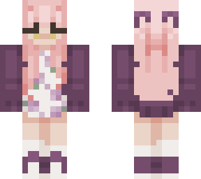 pink hair & purple floral