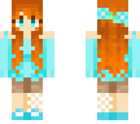 aquamarine outfit with ginger hair girl