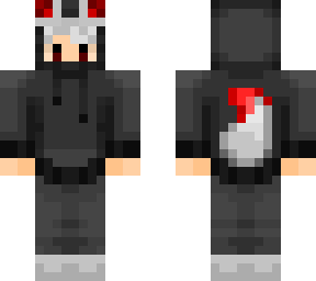 white and red fox boy with black hoodie