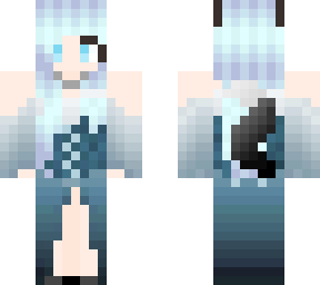 blue wolf girl in dress