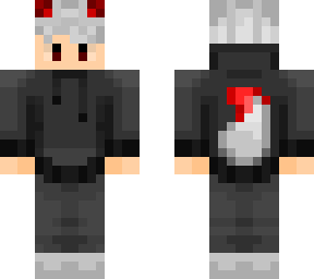 white and red fox boy with black hoodie (hood down)