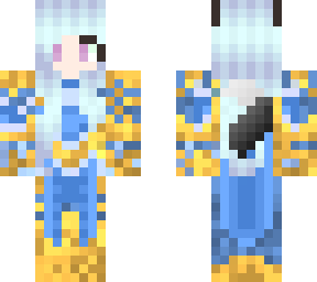 blue wolf girl in fire fist armor