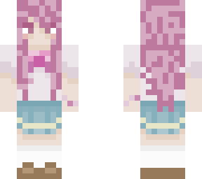 school girl with pink hair