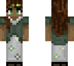 dark haired female with green cardigan
