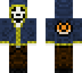 simple skeleton in a blue hoodie