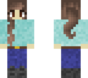 brown hair blue shirt