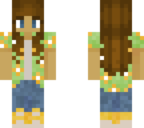 long hair green flower flannel look